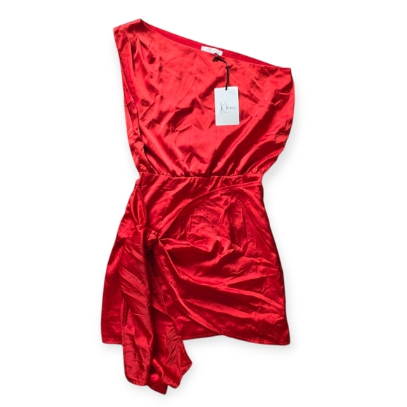 NWT Klesis Satin Red Mini Dress, Size Small - Picture 2 of 8